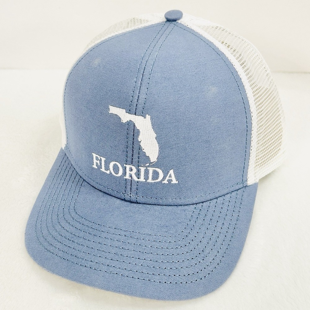 The State Company Florida Script‎ Trucker Hat Cap Adjustable Snapback Light Blue